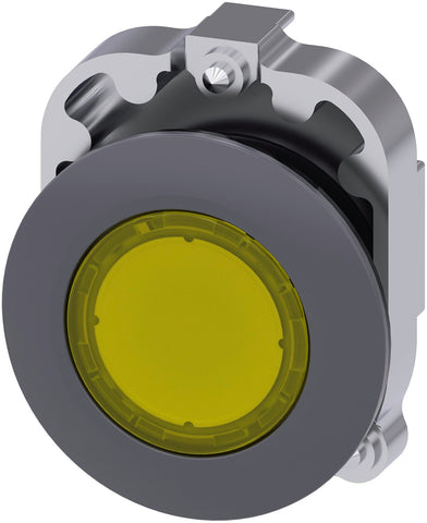 Illuminated push button, 30 mm, round, metal, matte, yellow
